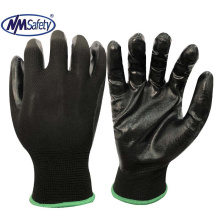 NMSAFETY Black Smooth Nitrile Dipped Nylon Palm Work Glove -NY1350-BLK